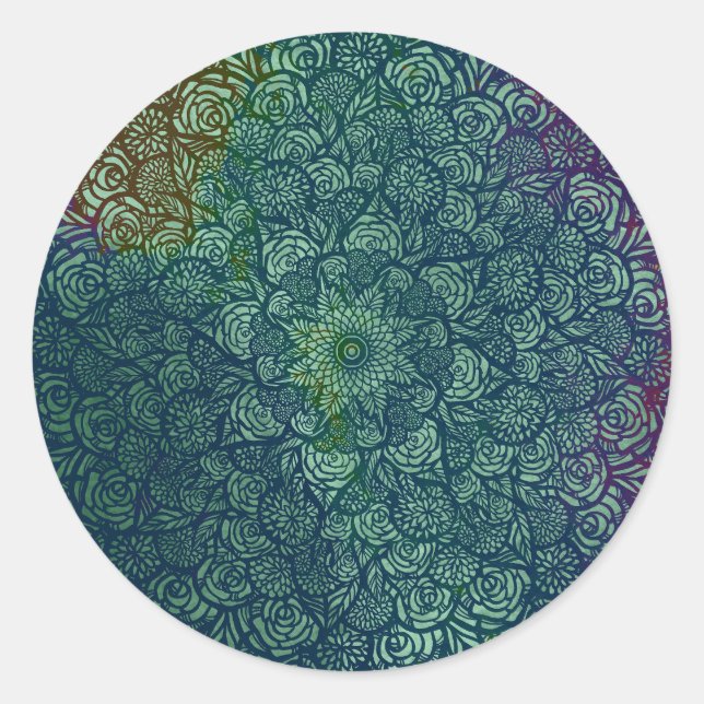 Mandala Nature Floral                              Classic Round Sticker (Front)