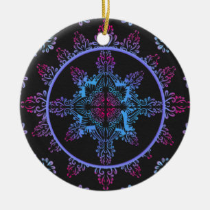Mandala Night Flower Ceramic Ornament