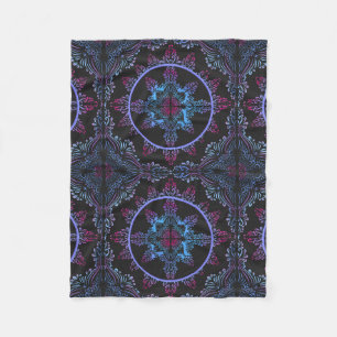 Mandala Night Flower Fleece Blanket