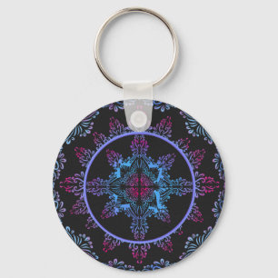 Mandala Night Flower Keychain
