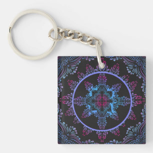 Mandala Night Flower Keychain