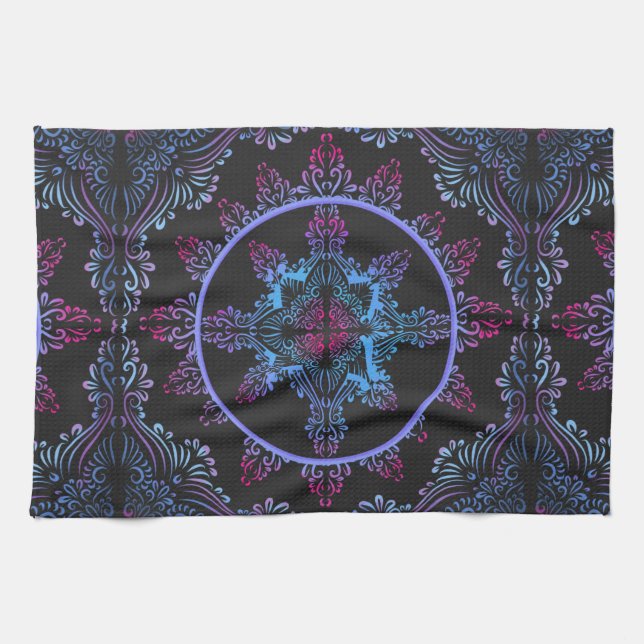 Mandala Night Flower Kitchen Towel (Horizontal)