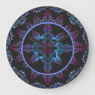 Mandala Night Flower Large Clock