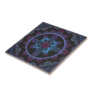 Mandala Night Flower Tile