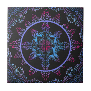 Mandala Night Flower Tile