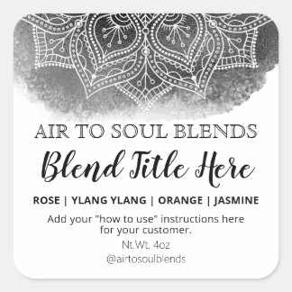 Mandala Noir Blanc Essential Oil Blend Étiquettes