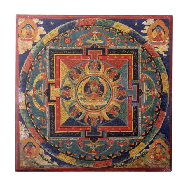 Mandala of Amitayus. 19th century Tibetan school Tile (Front)