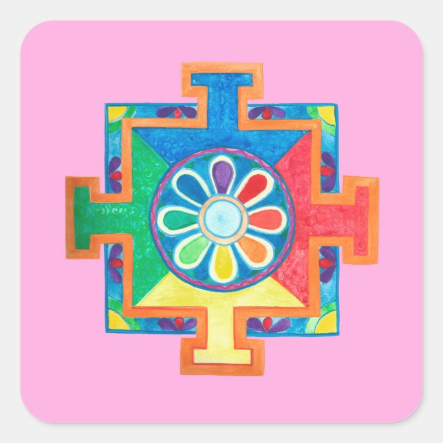 Mandala of Creation Watercolor   Square Sticker (Front)