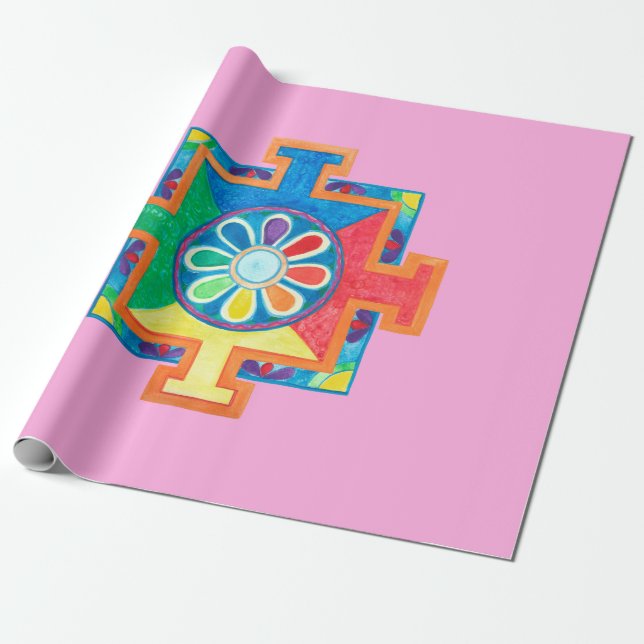 Mandala of Creation Watercolor Wrapping Paper (Unrolled)