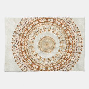 Mandala of Desire in Golden Yellow Kitchen Towel