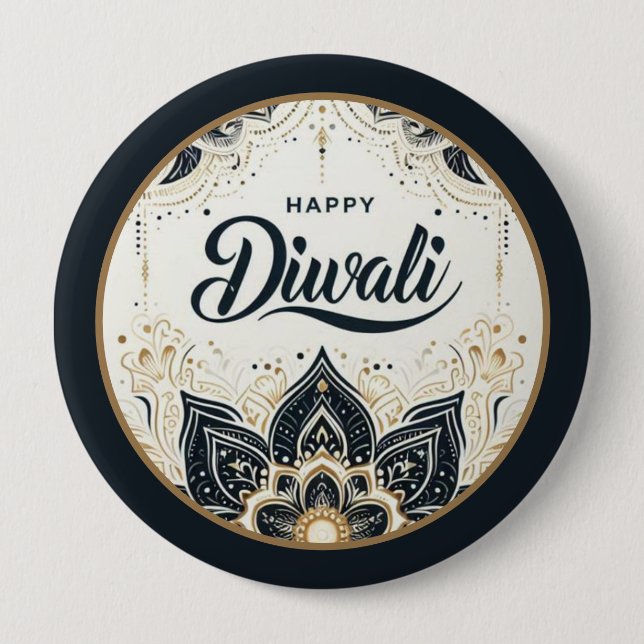 Mandala of Light and Blessing Diwali 4 Inch Round Button (Front)