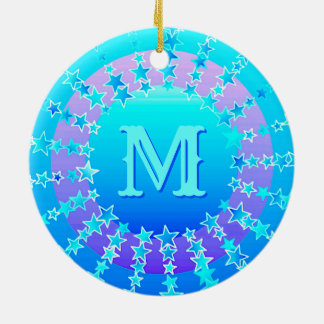 Mandala of Stars - Turquoise  Satin Gradient Ceramic Ornament