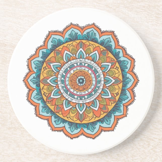 mandala of various colours coaster (Front)