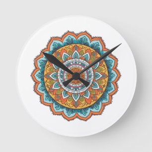 mandala of various colours round clock