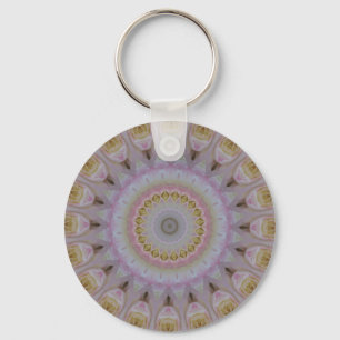 Mandala Of Yellow Roses Keychain