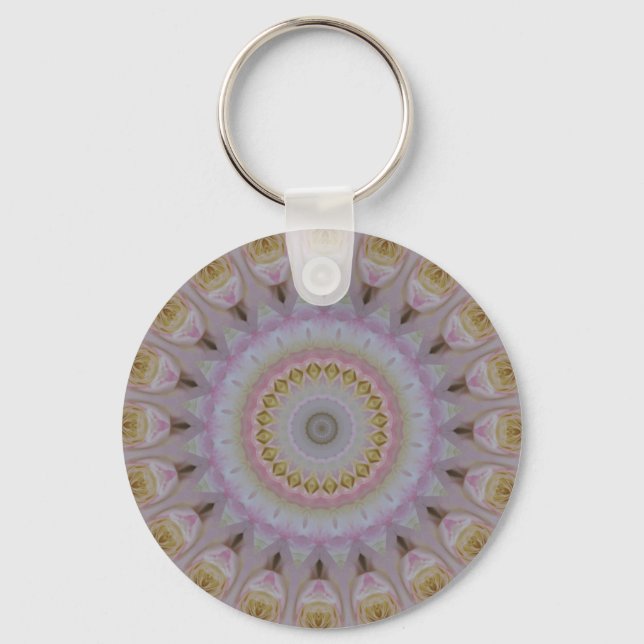 Mandala Of Yellow Roses Keychain (Front)