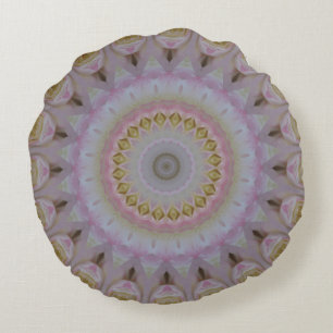 Mandala Of Yellow Roses Round Pillow