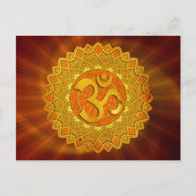 MANDALA OM - orange | red shine Postcard (Front)