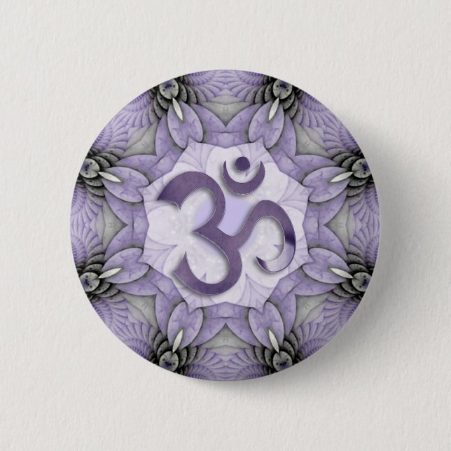 MANDALA OM - violet 2 Inch Round Button (Front)
