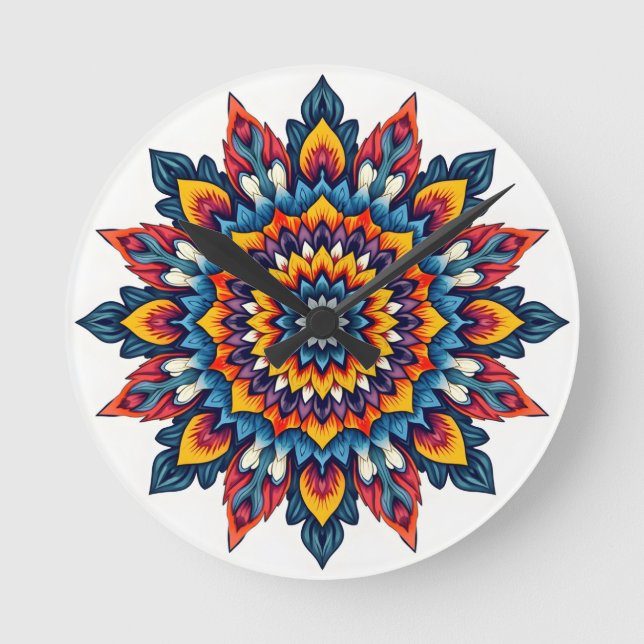 Mandala on white round clock (Front)