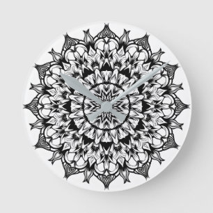 Mandala on white round clock