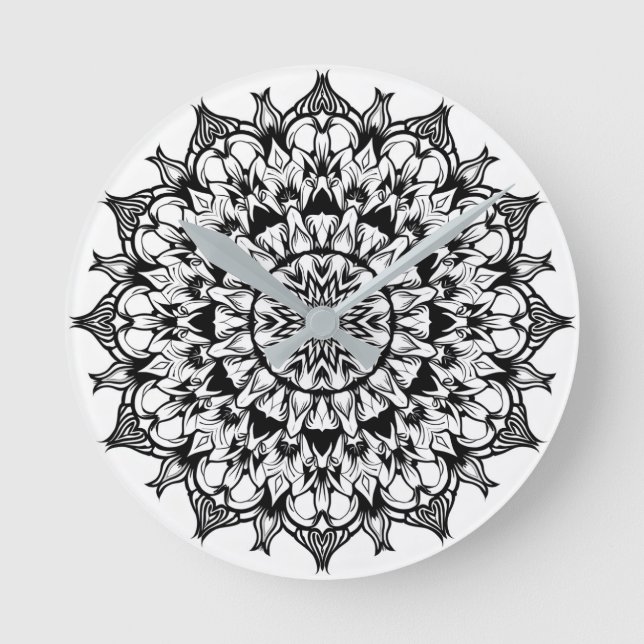 Mandala on white round clock (Front)