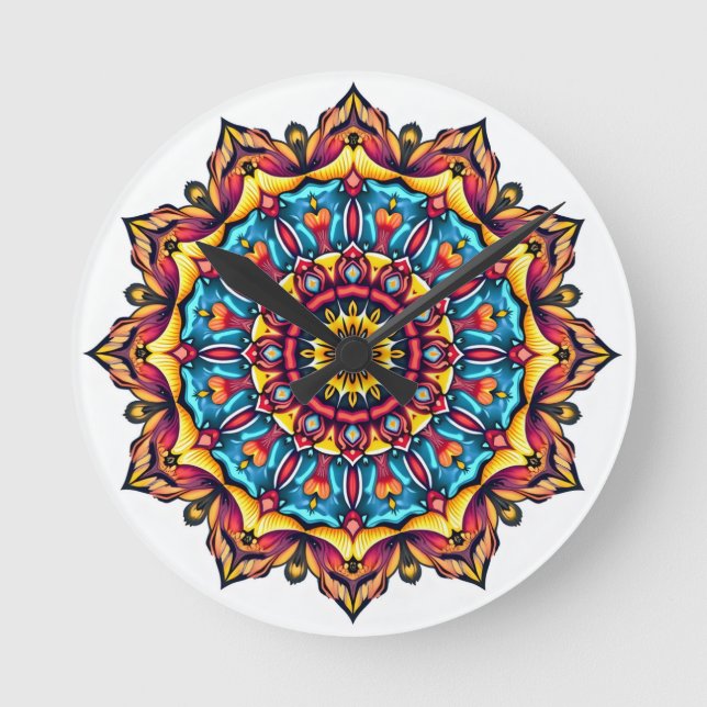 Mandala on white round clock (Front)