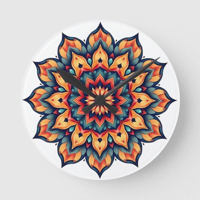 Mandala on white round clock (Front)