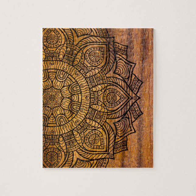 Mandala on wood jigsaw puzzle (Vertical)