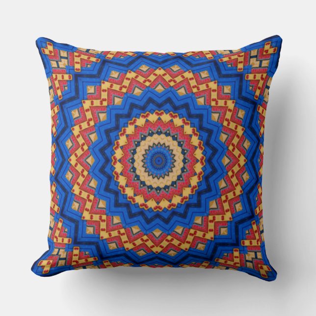 Mandala orange blue lumbar pillow (Front)