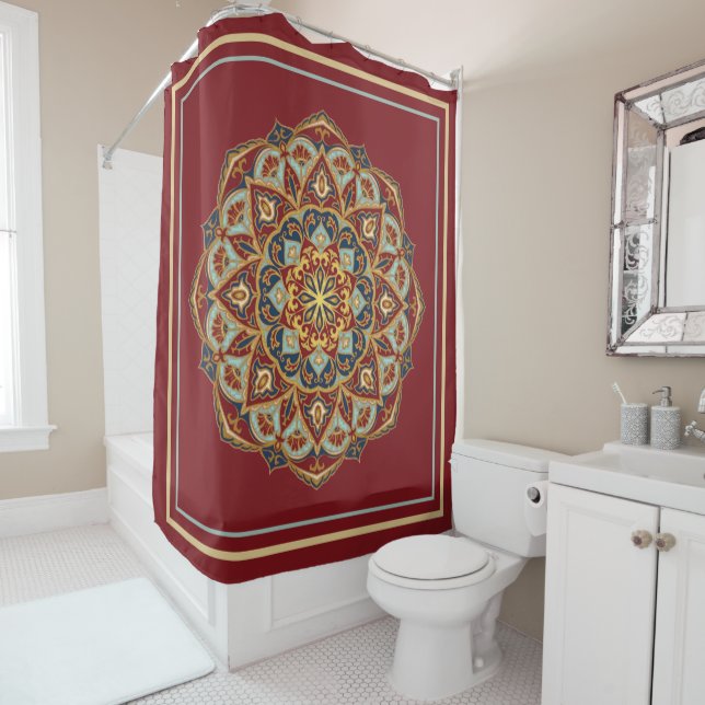 Mandala Oriental - Rideau de douche (En situation)