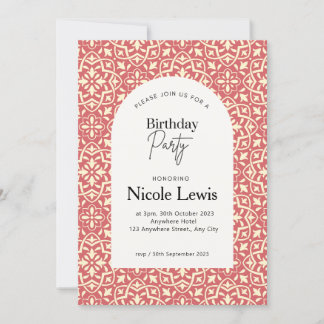 Mandala Ornament & Arabic Pattern Rouge Invitation