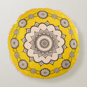 Mandala ornamental design,ethnic style round pillow