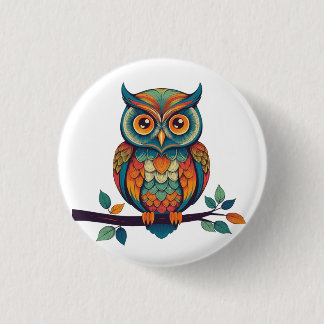 Mandala Owl 1 Inch Round Button