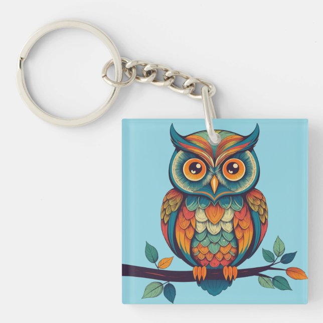 Mandala Owl Keychain (Front)