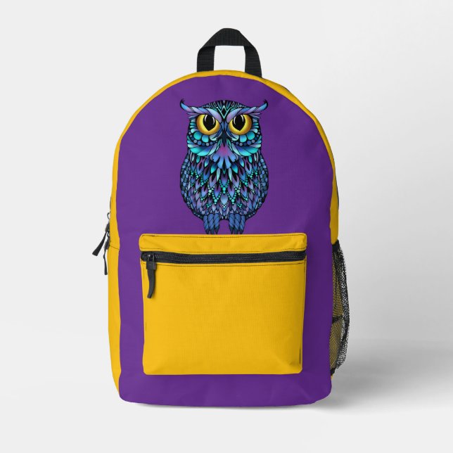 Mandala Owl Wall Art Poster Printed Backpack (Front)