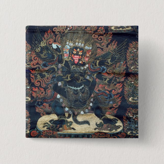 Mandala (painted parchment) 2 inch square button (Front)