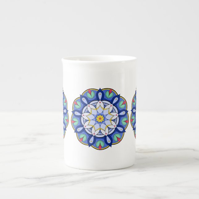 Mandala Pattern 01 Bone China Mug (Front)