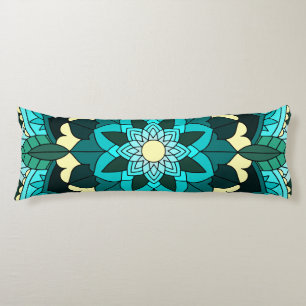 Mandala Pattern 02 in aqua Body Pillow