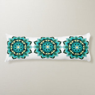 Mandala Pattern 02 in aqua Body Pillow