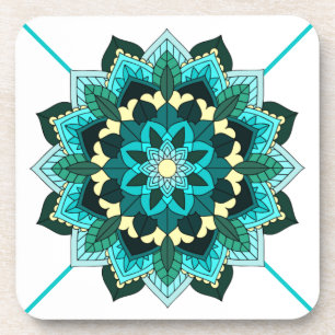 Mandala Pattern 02 in aqua Coaster