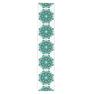 Mandala Pattern 02 in aqua Medium Table Runner