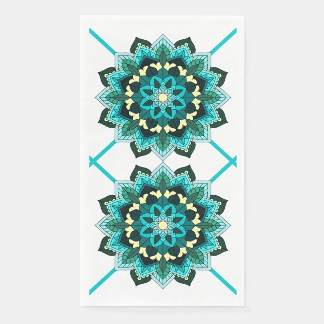 Mandala Pattern 02 in aqua Napkin (Front)