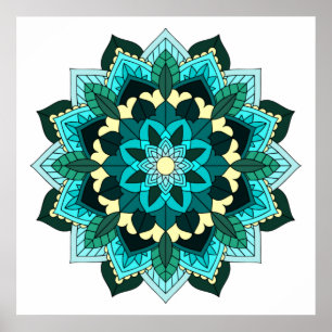Mandala Pattern 02 in aqua Poster