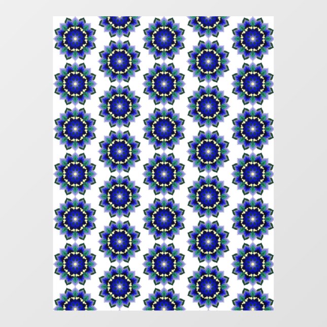 Mandala Pattern 02 in blue Window Cling (Sheet)