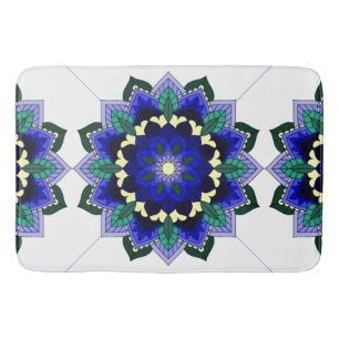 Mandala Pattern 02 in dark blue Bath Mat