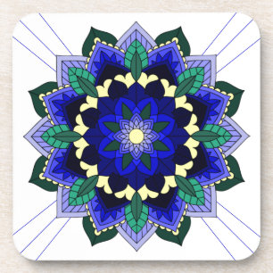 Mandala Pattern 02 in dark blue Coaster