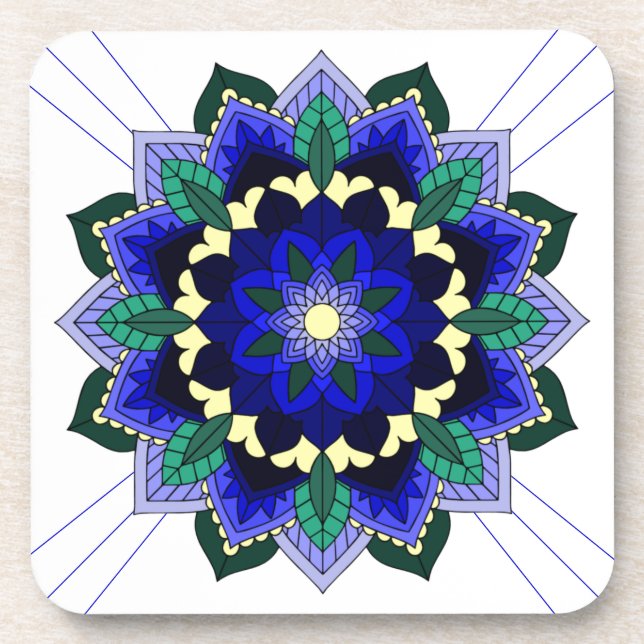 Mandala Pattern 02 in dark blue Coaster (Front)