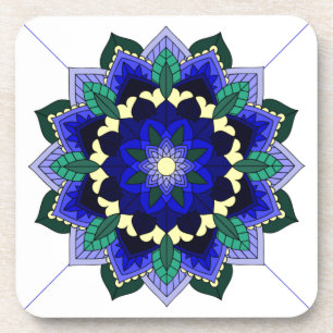Mandala Pattern 02 in dark blue Coaster