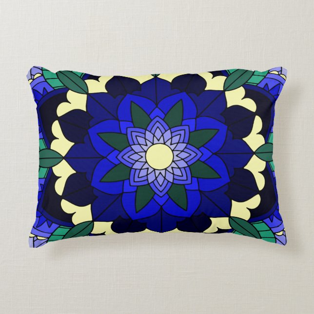 Mandala Pattern 02 in dark blue Decorative Cushion (Front)